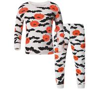 TCWWBB Halloween Pyjamas Kids Unisex Glow in the Dark Skeleton Ghost Print Pjs Set Boys Girls Sleepwear Cotton Long Sleeve 2 Piece Nightwear Baby Gift Clothes Set Age 2-8 Years Old