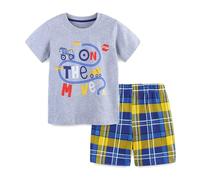 TCWWBB Kids Boys Summer Short Outfits Clothes Set Toddler Cool Dinosaur Digger Shark Animal Print Short Sleeve Cotton T-Shirt Tops and Shorts 2Pcs Crewneck Clothing Set Age 1-7 Years Old