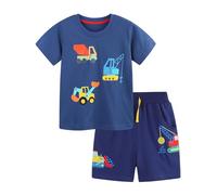TCWWBB Toddler Boys Summer Short Outfits Clothes Set Kids Cool Car Print Short Sleeve Cotton T-Shirt Tops and Shorts 2 Piece Crewneck Clothing Set Age 6-7 Years Old
