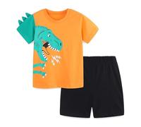 TCWWBB Toddler Boys Summer Short Outfits Clothes Set Kids Cool Dinosaur Digger Animal Print Short Sleeve Cotton T-Shirt Tops and Shorts 2 Piece Crewneck Clothing Set Age 3-4 Years Old