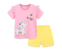 TCWWBB Toddler Girls Summer Short Outfits Clothes Set Kids Unicorn Bunny Animal Print Short Sleeve Cotton T-Shirt Dresses Tops and Shorts 2 Piece Crewneck Sleeveless Clothing Set Age 1-7 Years Old