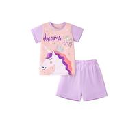 TCWWBB Toddler Girls Summer Short Outfits Clothes Set Kids Unicorn Bunny Animal Print Short Sleeve Cotton T-Shirt Dresses Tops and Shorts 2 Piece Crewneck Sleeveless Clothing Set Age 1-7 Years Old