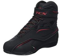 TCX - Zeta Waterproof, Men's Motorcycle Shoes, Sporty and Waterproof, Shoes Suitable for Urban Use, Microfiber Upper, Laces and Velcro Closure, Black/Red