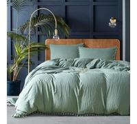 TCXZTYJH Natural Washed Microfiber Duvet Cover Set Single Bed 2 Pcs (1 Quilt Cover, 1 Pillowcase) Bobble Balls Wrinkled Design Soft Hypoallergenic