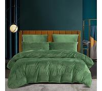 TCXZTYJH Sage Green Double Duvet Cover Set Fleece Bedding Sets Velvet Soft Winter Thermal Cozy Breathable Reversible Bed Cover Set with Pillow Shams 50x75 cm,Double Bed