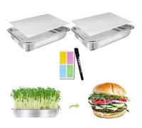 TCYPUHL Stainless Steel Sprouting Trays for Sprouts Kit 2-Tier 10.4 ", Microgreens Growing Trays, Seed Sprouting Tray, Sprouts Maker with Encrypted Mesh Sprouts for Beans Alfalfa Broccoli Wheat Grass