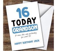 TCZ 16th Birthday Card Personalised Grandson Custom Card Personalised Cards, For Grandson, For Him, Teenagers, Milestone Birthdays, Birthday, 16th