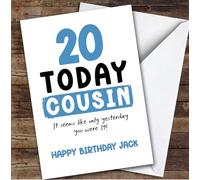 TCZ 20th Birthday Card Personalised Male Cousin Custom Card Personalised Cards, For Cousin, For Him, Milestone Birthdays, Birthday, 20th