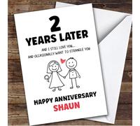 TCZ 2nd Wedding Anniversary Card Personalised 2 Years Funny Strangle You Custom Card Personalised Cards, For Husband, For Wife, Him, Her, Funny, Anniversary, 2nd