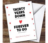 TCZ 30th Anniversary Card Personalised Thirty Years Down Forever To Go Custom Card Personalised Cards, For Husband, For Wife, Him, Her, Anniversary, 30th