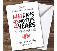 TCZ 4th Wedding Anniversary Card Personalised The Most Amazing Days Months Years Custom Card Personalised Cards, For Husband, For Wife, Him, Her, Anniversary, 4th