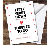 TCZ 50th Anniversary Card Personalised Fifty Years Down Forever To Go Custom Card Personalised Cards, For Husband, For Wife, Him, Her, Anniversary, 50th