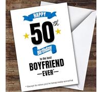 TCZ 50th Birthday Card Personalised The Best Boyfriend Ever Custom Card Personalised Cards, For Boyfriend, For Him, Milestone Birthdays, Birthday, 50th