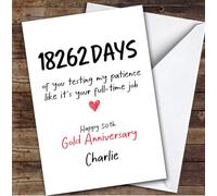 TCZ 50th Gold Wedding Anniversary Card Personalised Days Of The Year Custom Card Personalised Cards, For Husband, For Wife, Him, Her, Anniversary, 50th