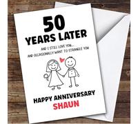 TCZ 50th Wedding Anniversary Card Personalised 50 Years Funny Strangle You Custom Card Personalised Cards, For Husband, For Wife, Him, Her, Funny, Anniversary, 50th