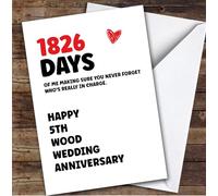 TCZ 5th Wedding Anniversary Card Personalised Really In Charge Custom Card Personalised Cards, For Husband, For Wife, Him, Her, Anniversary, 5th