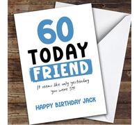 TCZ 60th Birthday Card Personalised Male Friend Custom Card Personalised Cards, For Friend, For Him, Milestone Birthdays, Birthday, 60th