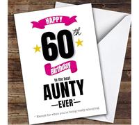 TCZ 60th Birthday Card Personalised The Best Aunty Ever Custom Card Personalised Cards, For Aunty, For Her, Milestone Birthdays, Birthday, 60th
