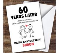 TCZ 60th Wedding Anniversary Card Personalised 60 Years Funny Strangle You Custom Card Personalised Cards, For Husband, For Wife, Him, Her, Funny, Anniversary, 60th