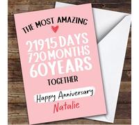TCZ 60th Wedding Anniversary Card Personalised The Most Amazing Years Wife Custom Card Personalised Cards, For Wife, For Her, Anniversary, 60th
