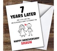 TCZ 7th Wedding Anniversary Card Personalised 7 Years Funny Strangle You Custom Card Personalised Cards, For Husband, For Wife, Him, Her, Funny, Anniversary, 7th