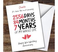 TCZ 7th Wedding Anniversary Card Personalised The Most Amazing Days Months Years Custom Card Personalised Cards, For Husband, For Wife, Him, Her, Anniversary, 7th