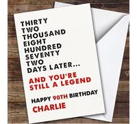 TCZ 90th Birthday Card Personalised And Still You're Still A Legend Custom Card Personalised Cards, For Anyone, Milestone Birthdays, Birthday, 90th