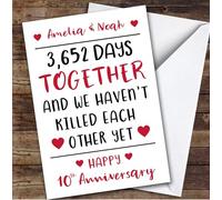 TCZ Anniversary Card Personalised 10th Not Killed Each Other Yet Funny Days Custom Card Personalised Cards, For Husband, For Wife, Him, Her, Funny, Anniversary, 10th