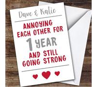 TCZ Anniversary Card Personalised 1st Annoying But Still Strong Funny Custom Card Personalised Cards, For Husband, For Wife, Him, Her, Funny, Anniversary, 1st
