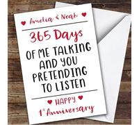 TCZ Anniversary Card Personalised 1st Pretending To Listen Funny Days Custom Card Personalised Cards, For Husband, For Wife, Him, Her, Funny, Anniversary, 1st