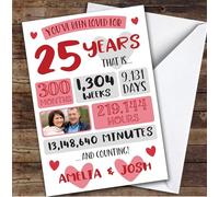 TCZ Anniversary Card Personalised 25th Photo Days Weeks Months Years Hearts Custom Card Personalised Cards, For Husband, For Wife, Him, Her, Photo Upload, Anniversary, 25th