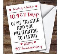 TCZ Anniversary Card Personalised 30th Pretending To Listen Funny Days Custom Card Personalised Cards, For Husband, For Wife, Him, Her, Funny, Anniversary, 30th