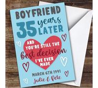 TCZ Anniversary Card Personalised 35th Boyfriend Years Best Decision Blue Custom Card Personalised Cards, For Boyfriend, For Him, Anniversary, 35th