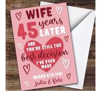 TCZ Anniversary Card Personalised 45th Wife Years Best Decision Pink Custom Card Personalised Cards, For Wife, For Her, Anniversary, 45th