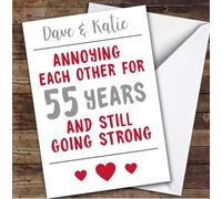 TCZ Anniversary Card Personalised 55th Annoying But Still Strong Funny Custom Card Personalised Cards, For Husband, For Wife, Him, Her, Funny, Anniversary, 55th
