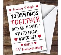 TCZ Anniversary Card Personalised 55th Not Killed Each Other Yet Funny Days Custom Card Personalised Cards, For Husband, For Wife, Him, Her, Funny, Anniversary, 55th