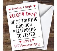 TCZ Anniversary Card Personalised 55th Pretending To Listen Funny Days Custom Card Personalised Cards, For Husband, For Wife, Him, Her, Funny, Anniversary, 55th