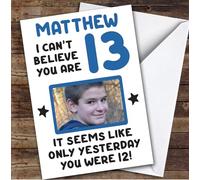 TCZ Birthday Card Personalised 13th Male Photo Seems Like Yesterday Blue Custom Card Personalised Cards, For Anyone, For Him, Teenagers, Photo Upload, Milestone Birthdays, Birthday, 13th