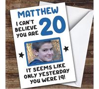TCZ Birthday Card Personalised 20th Male Photo Seems Like Yesterday Blue Custom Card Personalised Cards, For Anyone, For Him, Photo Upload, Milestone Birthdays, Birthday, 20th