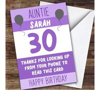 TCZ Birthday Card Personalised 30th Auntie Funny Phone Custom Card Personalised Cards, For Aunty, For Her, Funny, Milestone Birthdays, Birthday, 30th