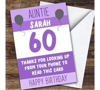 TCZ Birthday Card Personalised 60th Auntie Funny Phone Custom Card Personalised Cards, For Aunty, For Her, Funny, Milestone Birthdays, Birthday, 60th