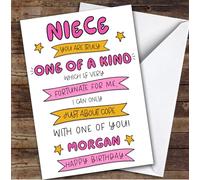 TCZ Birthday Card Personalised Niece One Of A Kind Funny Custom Card Personalised Cards, For Niece, For Her, Funny, Milestone Birthdays, Birthday, 1st