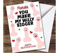 TCZ Funny Rude You Make My Willy Bigger Valentine's Day Card Personalised Her Custom Card Personalised Cards, For Anyone, For Her, Sexy, Funny, Valentine's Day