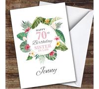 TCZ Sister-In-Law 70th Birthday Card Personalised Tropical Floral Custom Card Personalised Cards, For Sister-In-Law, For Her, Milestone Birthdays, Birthday, 70th