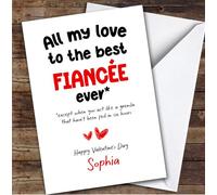 TCZ The Best Fiancee Ever Valentine's Day Card Personalised Custom Card Personalised Cards, For Fiancee, For Her, Valentine's Day