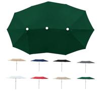 TCZDS 15×9 FT Rectangular Umbrella Replacement Canopy - Double-Sided, UPF50+, Water-Repellent, UV-Resistant, Fits 12-Arm Parasols - The Ideal Replacement Canopy for Outdoor Sun Umbrellas (Dark green)