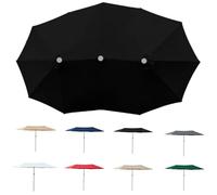 TCZDS 15×9 FT Rectangular Umbrella Replacement Canopy - Double-Sided, UPF50+, Water-Repellent, UV-Resistant, Fits 12-Arm Parasols - The Ideal Replacement Canopy for Outdoor Sun Umbrellas (Black)