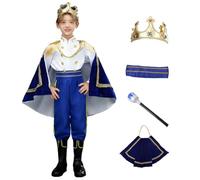 TCZDS Children's King, Prince and Pirate Costumes, complete with crown, sceptre and cape, ideal for Christmas fairy tale performances, suitable for children aged 5 to 11 years. (Prince A,150cm)