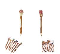 TCZDS Natural Crystal Stone & Wood Pen 2-Pack - Handcrafted Crystal Scepter Ballpoint Pens, Unique Gift Set for Men Women, Desk Accessories (G)