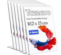 Tczecoo Pack of 6 Acrylic Table Stands Slanted A6 Table Stand 11 x 15 cm Transparent Stand L Shape Stand Menu Card Holder Flyer Display for Reception Office Business Restaurant Hotel